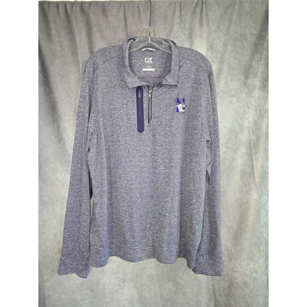 NORTHWESTERN WILDCATS "CUTTER & BUCK" MENS 1/4 ZIP TOP Size L  PURPLE